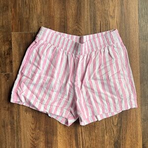 Old Navy pink and white striped linen shorts